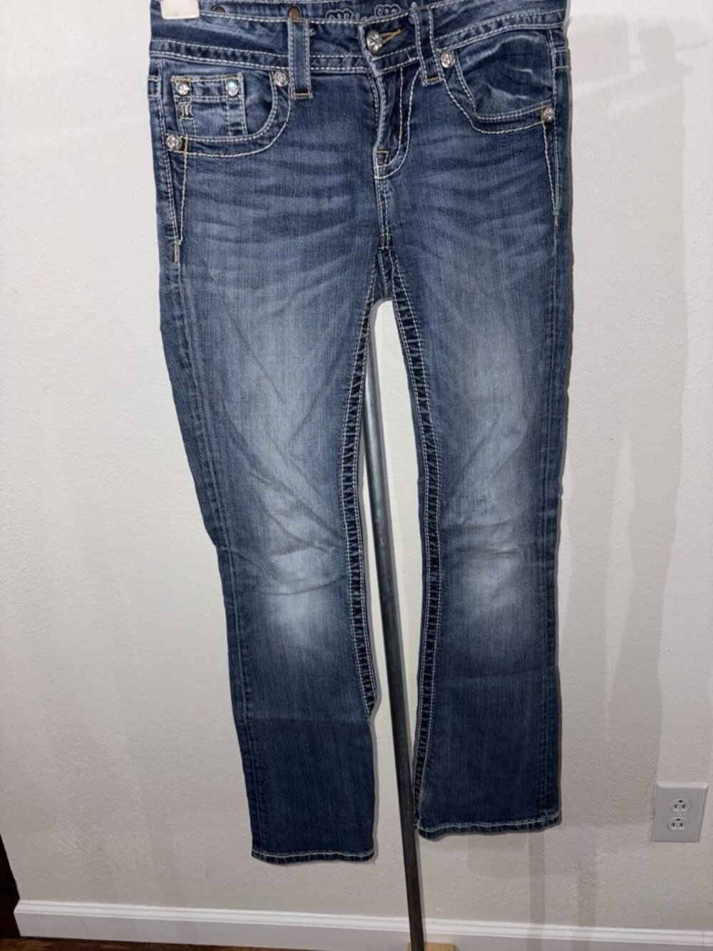 Miss Me Jeans Women 25 26X29 Blue Medium Wash Low Rise Boot Cut  Stretch